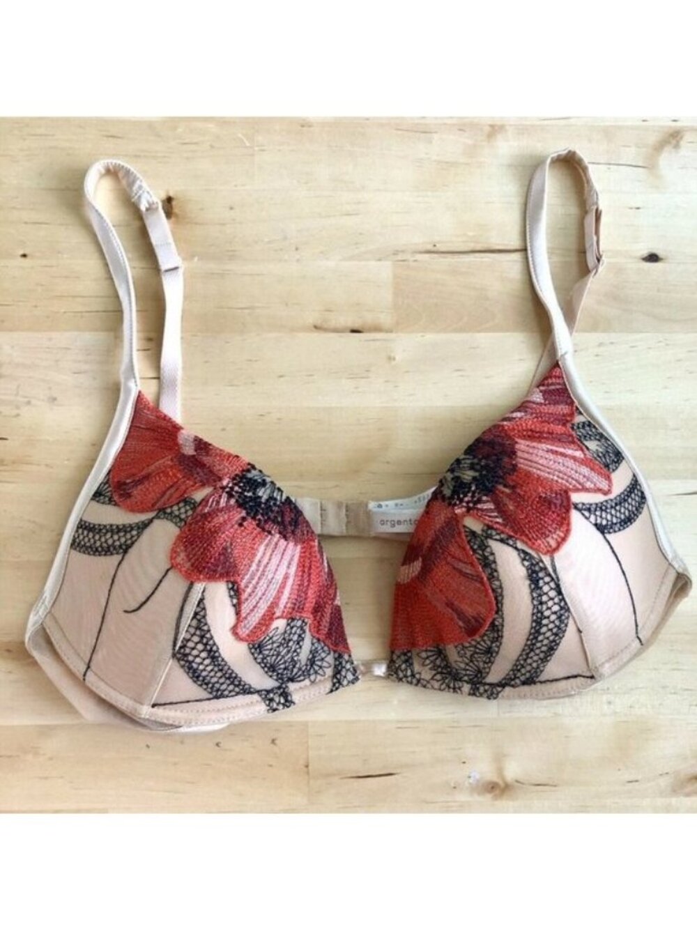 Argentovivo Underwired Molded Cups Embroidered Bra